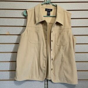 d&co Denim‎ And Company Sleeveless Top Shirt Blouse Vest Tan Medium LN